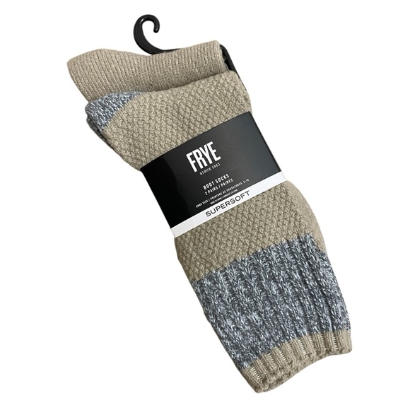Frye SuperSoft Boot Socks Brown & Gray 2 Pair - Picture 1 of 6